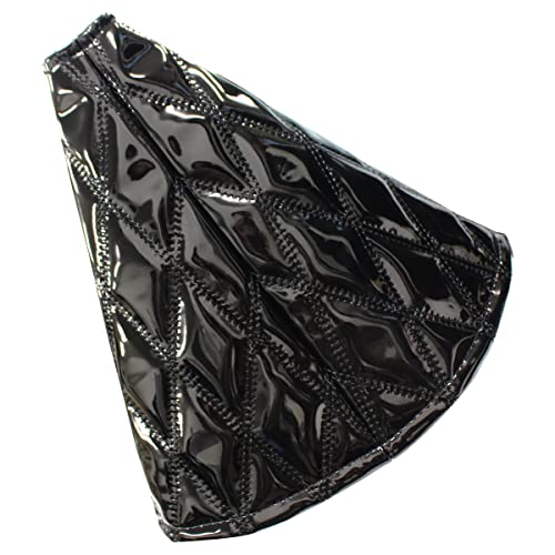 汎用 トラック用シフトブーツカバー エナメル調 ブラック×ブラック 25cm 内装 ダブルステッチ ダイヤカット キルティング