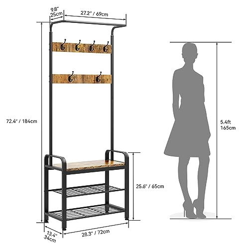 image for YITAHOME Coat Rack Stand with Shoe Storage, Industrial Hall Tree with 