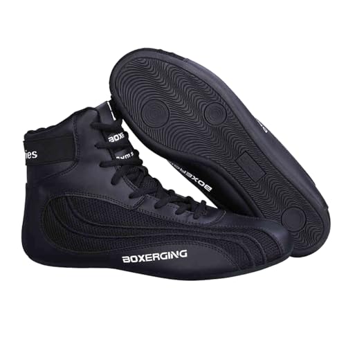ForceRoute Boxeo Hombre Zapatillas,Hombres,Mujeres Zapatos De Boxeo,Zapatillas Boxeo,Zapatillas De Lucha,Botas Wrestling,Confort,Ajuste Ligero,Soporte para El Tobillo,para Boxeo,Lucha Libre,Blanco