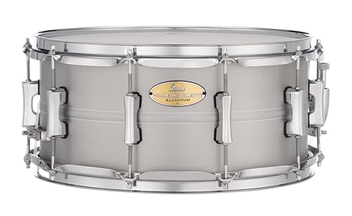 Pearl Primal Snare Collective 14"x6.5" Aluminum Snare Drum with Beaded 1mm Shell, Brushed Finish, 2.3mm Triple-Flanged Hoops, Dual Tension lugs, and deluxe strainer.