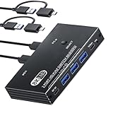 HDMI KVM Switch 1 Monitors 2 Computers 8K@60Hz KVM Switches for 2 Computers Sharing 1 Monitors Keyboard Mouse Printer Switch,with 2Pack 2-in-1 USB Splitter Cable