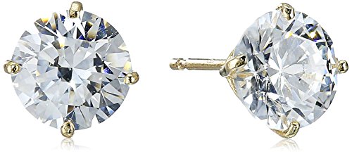 Amazon Collection 10k Gold Round-Cut Swarovski Zirconia Studs (2 cttw)