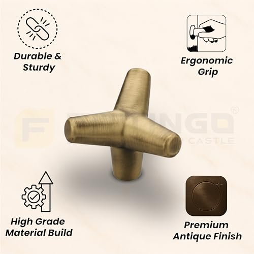 Image of Y Shape Knob for Drawer /Decorative Knobs and Pulls /Drawer Knob /Door Knobs for Drawers (Zinc Alloy /Brass Antique Finish) Pack of 4-| 3 Years Warranty |