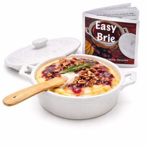 Christina Home Designs White Ceramic Brie Baker with Lid –