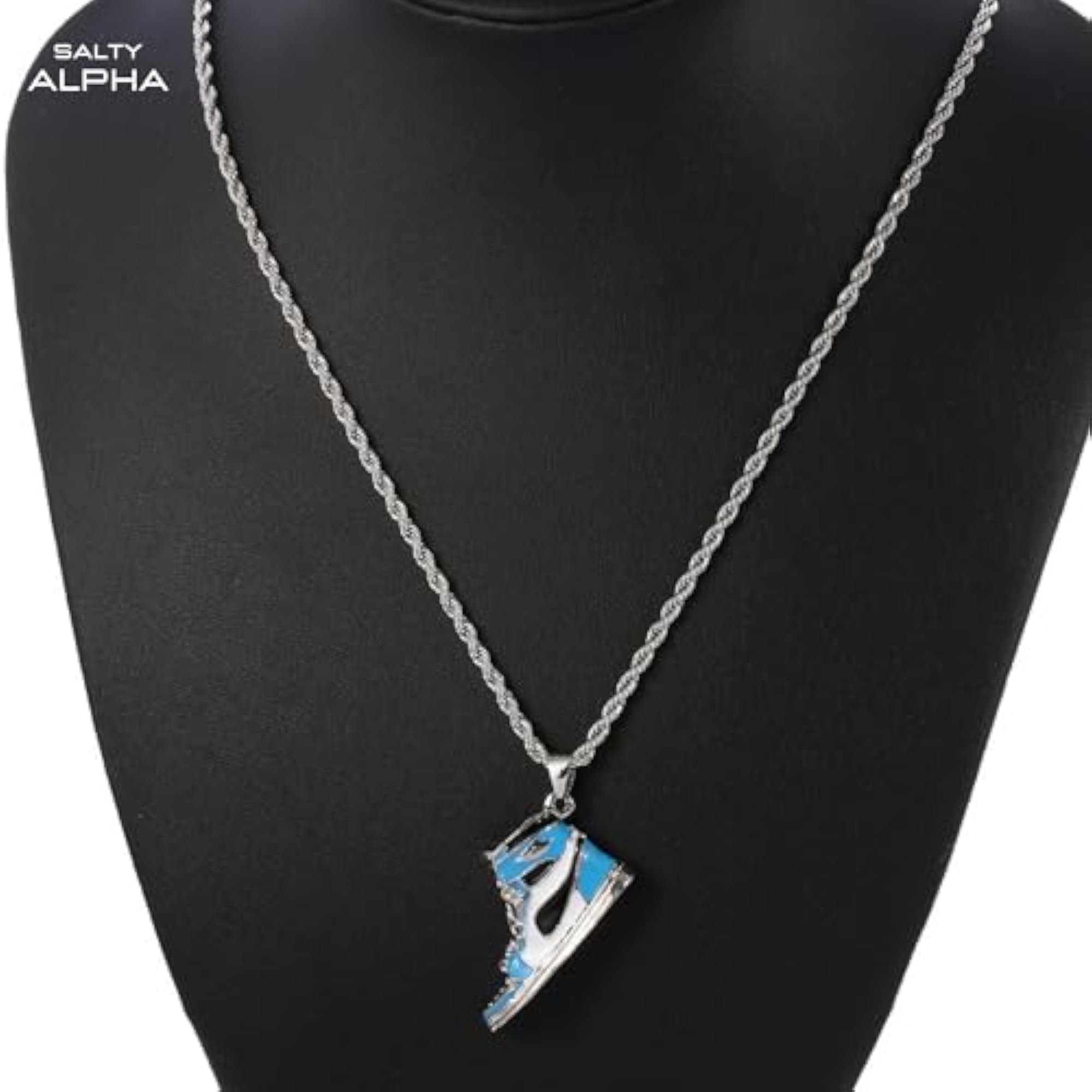 Anti Tarnish Stainless Steel Jordan Blue Locket Neck Chain for Men