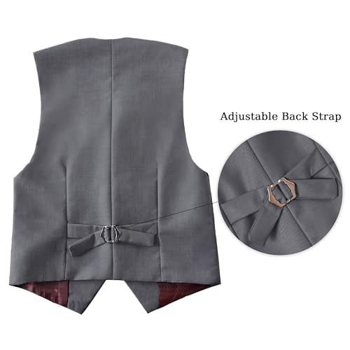 Image of Boys' Vest Slim Formal Suit Vest for Wedding Homecoming with Pockets Adjustable Back Strap, Size 2-20 Years