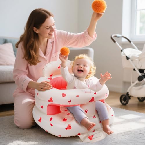 Image of Inflatable Baby Seat for Babies 3 Months & Up, Infant Floor Seats for Sitting Up, Blow Up Baby Chair with Built in Air Pump