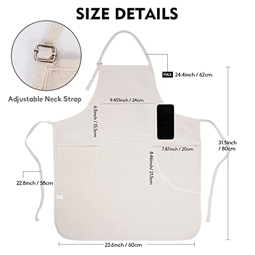 Art Basix Apron With 3 Pockets For Women Men Cotton Blended White Apron With Adustable Straps For Kitchen Cooking Bbq Gardening And Painting Craft #TOP1