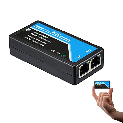 Image of Revotech Gigabit 2 Port POE Extender, IEEE 802.3af /at PoE+ Standard, 10,100,1000Mbps, POE Repeater 100 Meters(328 ft), Extender 1 in 2 Out, Power Supply for PoE Camera /PoE Device (POE5003-G)