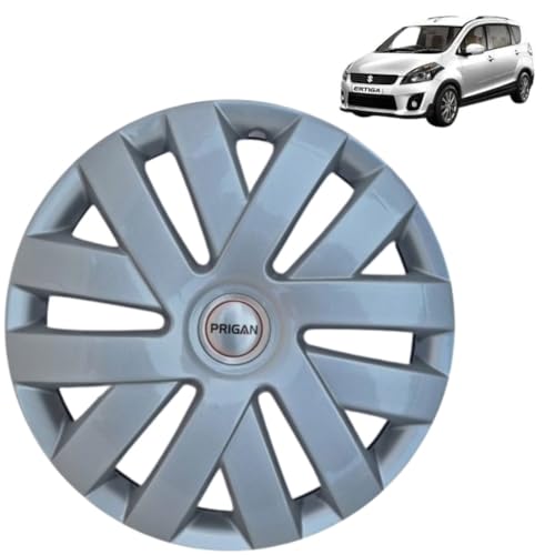 Image of Prigan Wheel Cover for ERTIGA (All VARIANTS) 15 Inch Silver Wheel Cap (Available in 15 Inch) (Set of 4 Pcs) (Press Fitting) Model- Polo Silver-15