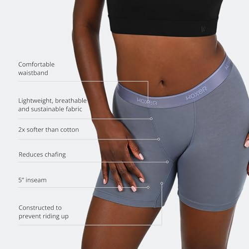 Image of Woxer Boxer Shorts for Women - 5 inch Baller Boy Shorts Underwear, Soft Modal, Chafe Free - Breathable & Moisture-Wicking
