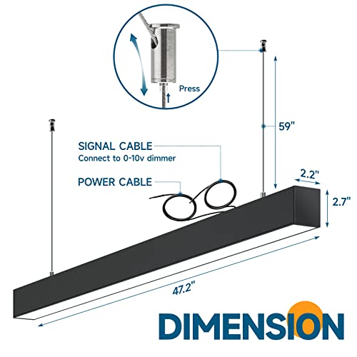 Barrina Led Linear Light, 0-10V Dimmable Hanging Light Fixtures, 2700K 4000K 5000K Color Changing, 4Ft Linkable Shop Office Light, Seamless Connection, Etl Listed, 4 Pack Black, 5568-0-10V Series #TOP6
