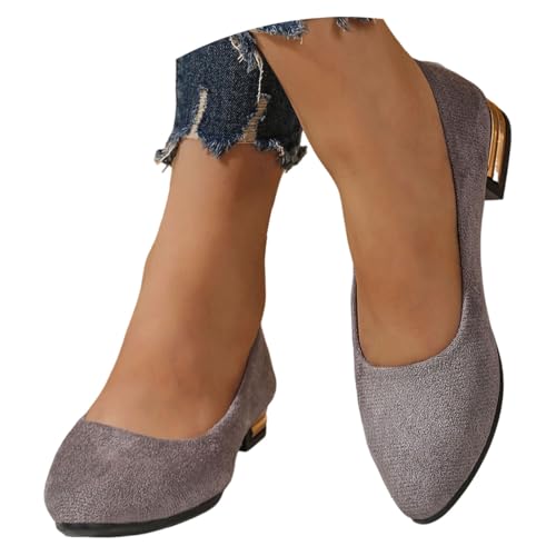 Schuhe Damen Bequem Halbschuhe Dirndl,Damen Pumps mit hohem Blockabsatz Party-Schuhe elegant zum Hineinschlüpfen Riemchen High Heel Dirndl Halbschuhe Absatzschuhe Highheels Ballerina Grau 36