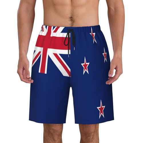 New Zealand Flag Men Beach Pants â€“ Swim Trunks for Men,Quick-Dry and Comfortable, Suitable for Beach, Surf, and Everyday Wear Black