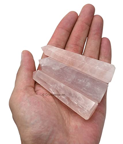 Image of Crystal Heaven Shiv Shakti Pair Clear Quartz Rose Quartz Crystal Tower Obelisk Point For Chakra, Healing & Balancing - Aaa Grade Original Certified Gemstone Agate For Yoga Spiritual (3-4 Inches)