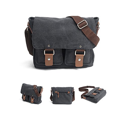 Sac à bandoulière rétro en cuir pour homme - Noir - Noir Cover