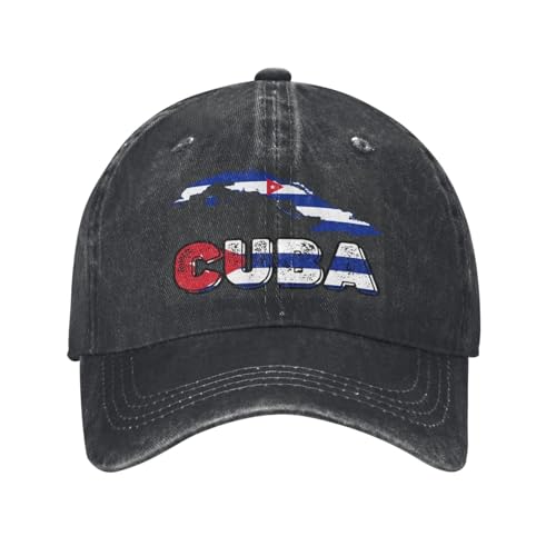 KWQDOZF Gorra de béisbol Vintage con Bandera Cubana y Mapa de Cuba para Hombre y Mujer, clásica, Ajustable, de algodón, Unisex