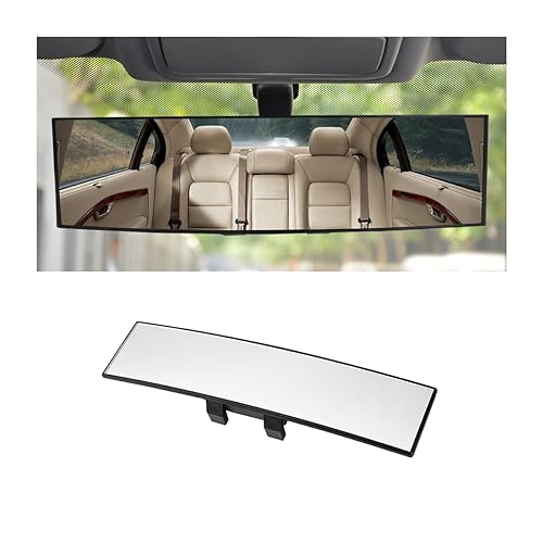 Image of Osilly Rear View Mirror for Car, 12.1 inch Interior Clip-on Panoramic Convex Rearview Mirrors, HD Anti Glare Wide Angle and Reduce Blind Spot, Universal for SUV Trucks Vehicles (White)