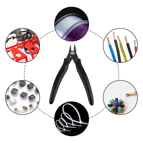 Image of Micro Wire Cutter 5-inch,Precision Flush Cut Nippers,Small Side Cutting Pliers for Jewelry,Electronics,3D Printing,Plastic Models,Black