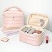 Prite Puffy Travel Makeup Bag for Women Lightweight Waterproof Makeup Organizer with Built-in Pockets Collapsible Cosmetic Bag for Travel Essentials(Pink)