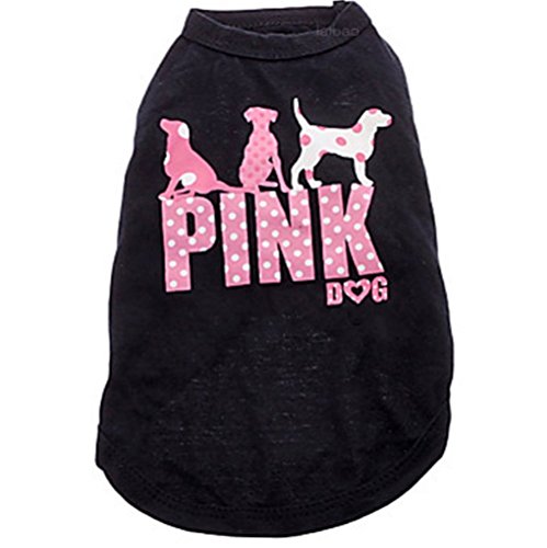 Ollypet Dog Clothes Small Puppy Shirt Black Dog Shirt Sleeveless Stretchy Tank Top Trendy Breathable Apparel Cute Pink Dog Printed Pet Apparel Casual Summer Cotton Blend Outfit (S)
