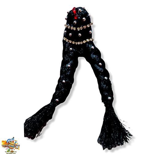 Image of Two Plaited Braid Hair Black Microfiber Wig -Radha Rani /Durga Maa Soft & Smooth 2 Choti | By The Kanha Store (6 INCH)