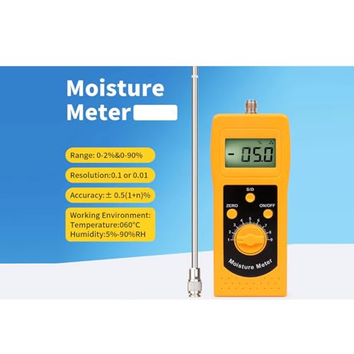 VTSYIQI Digital Chemical Powder Moisture Meter Chemical Powder Moisture Content for Silver Sand Chemical Powder Coal Powder Moisture Content Tester Single Precision 0~80% Measurement Range