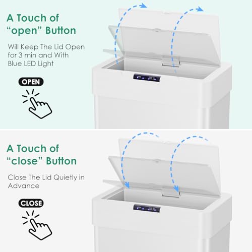 Bote de basura automático Arlopu sensor 21.1 galón blanco miniatura 4