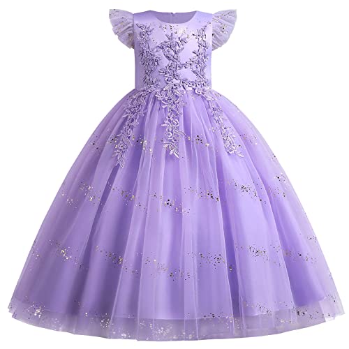 Vestido de niña de flores lila con tutú de tul y lentejuelas IMEKIS de 11 a 12 años