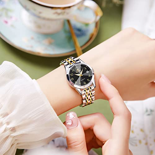 Image of OLEVS Womens Watch Fashion Dress Diamond Female Watches for Ladies Analog Quartz Stainless Steel Waterproof Luminous Day Date Two Tone Wristwatch