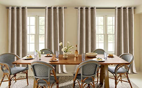 Woaboy Velvet Curtains 90 Drop Taupe Curtain for Living Room Thermal Blackout for Bedroom Luxury Eyelet Drapes Super Soft Window Treatment Insulated Soundproof & Room Darkening W 46 x L 90 2 Panels - Image 2