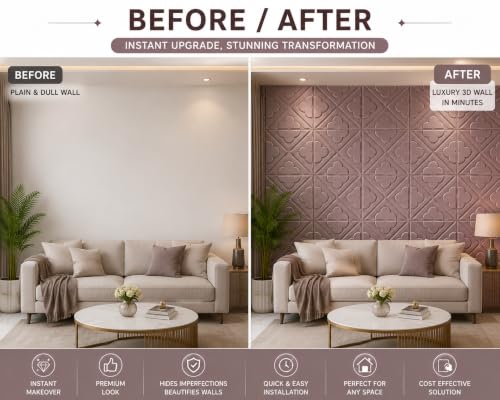 Image of Velvet 3D Peel and Stick Wall Panels | Self-Adhesive PE Foam Wallpaper Sheets for Room, Bedroom & Home Decor - Waterproof & Easy DIY (60x60cm, 6mm Thick) - 1 Pack (Approx. 4.3 sqft)