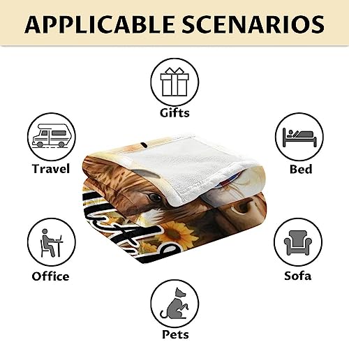 Mercuryelf Custom Highland Cow Throw Blanket - Soft, Fuzzy & Warm - 50x60 Inches Flannel Blankets for Living Room, Sofa - Colorful Rustic Throws Gift for Teens