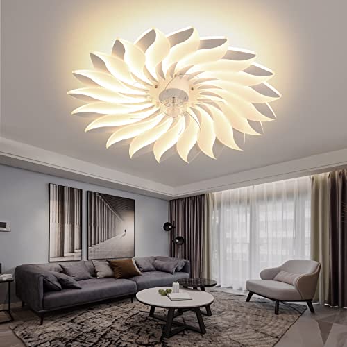 Songnel Ceiling Fans With Lights, Modern Ceiling Fan With Led Light And Remote Control For Living Room And Bedroom，Infinitely Dimmable 6-Speed Wind #TOP1