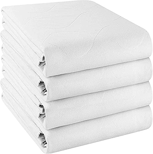 Utopia Bedding (Pack Of 4) Waterproof Incontinence Pads Quilted Washable & Absorbent Bed Pad For Adults And Kids 34 X 52 Inches (White) #TOP23