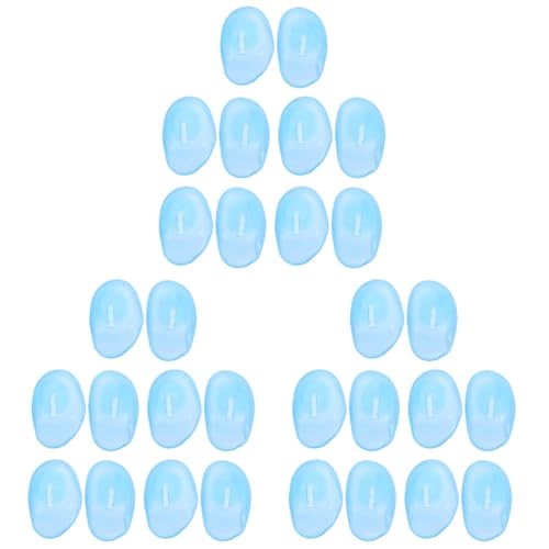 SAFIGLE 3sets 12 Pcs Silicone Ear Covers for Hair Dye Protection Sky Blue Ear Care Tools for Bathing Salon Use and Beauty Treatments Reusable and Easy to Clean 12pcs*3