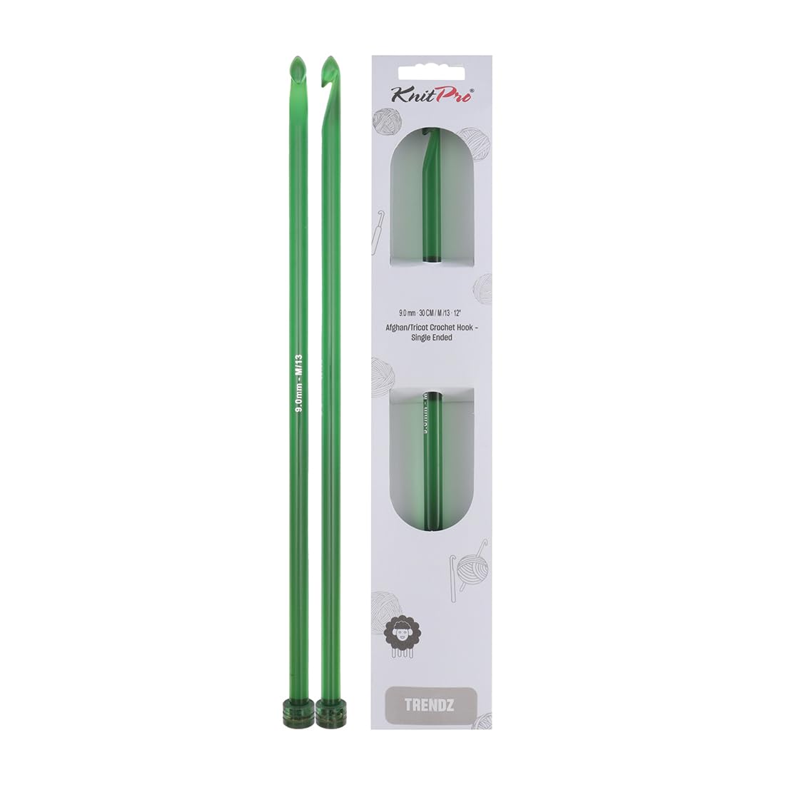 KnitPro Trendz Tricot Afghan/Traditional Crochet Hook | US Size M (9mm)