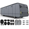 RVMasking 7 Layers Top Heavy Duty Class A RV Cover with 4 Tire Covers for 34'1"-38' Motorhome, Windproof Rip-Stop Anti-UV RV Cover, Dark Gray