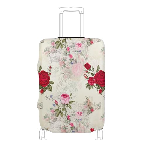 Joisal Suitcase Covers Luggage Protector Custom Vintage Floral Pink Red Roses Anti-scratch Flower Travel Vacation Essentials, S, Fits 18-20 Inch Case