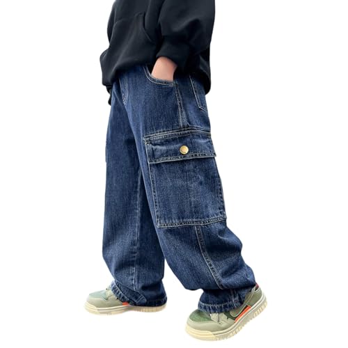Baggy Cargo Jeans for Girls Wide Leg Straight High Waisted, Casual Loose School Streetwear Denim Pants for Teen2