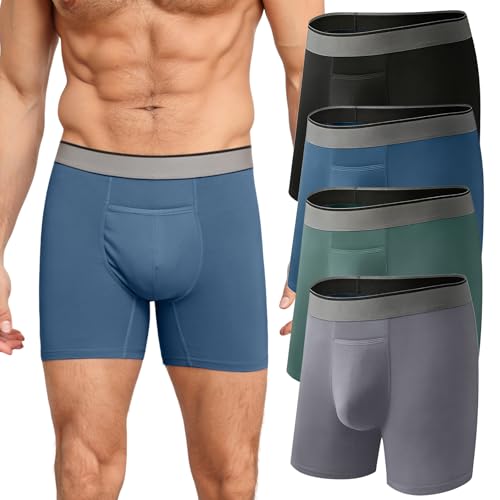 HOOFESAN Men's Underwear Boxer Briefs, Breathable Underwear for Men, No