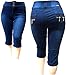 Pasion Women's Plus Size Stretch Premium Navy Blue Denim Jeans Capri High Waist (14, Pasion Blue CB-N647)