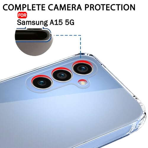 Image of TheGiftKart Back Cover Soft Case for Samsung Galaxy A15 5G | Best Camera Protection | Inbuilt Dust Plugs & Anti-Slip Grip | Ultra Clear Slim Back Cover Case for Samsung A15 5G (Silicone, Transparent)