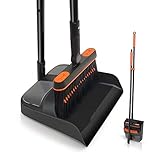 JEHONN Broom and Dustpan Set for Home, Long Handle Lightweight 180 Degree Rotating Broom Set Indoor, Upright Standing Dust Pan with Comb Teeth, Store Sweep Set for Room Kitchen Office Lobby