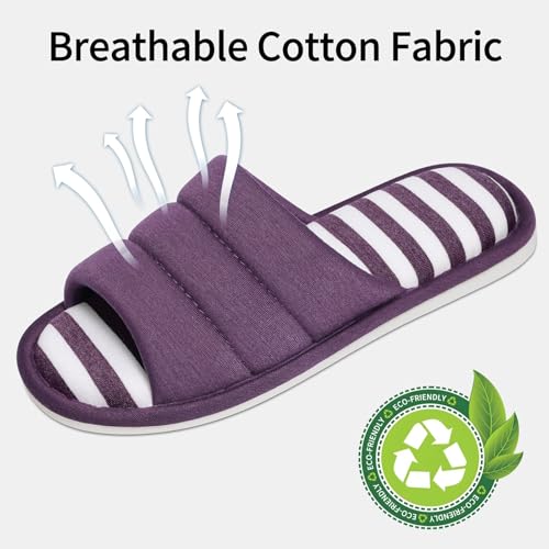 Image of shevalues Open Toe House Slippers for Women Men Memory Foam Bedroom Shoes