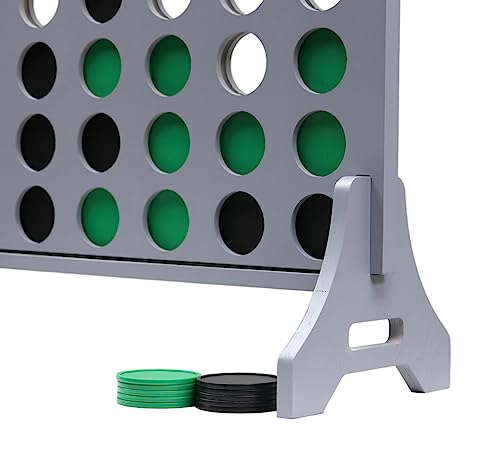 Image of Giant 4 in a Row Game for Family & Adults - Tailgating Pros Jumbo Grey Wooden Four in a Row Indoor & Outdoor Yard Game for Family Party Fun, Portable Activities for Patio, Backyard, and Camping