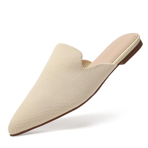 Image of Tilocow Knit Mules Office Slip on Loafers Business Casual Flats for Women