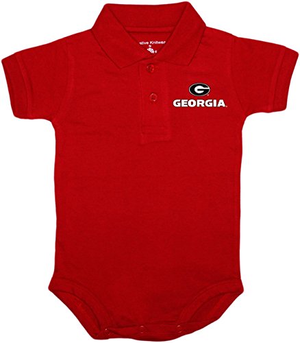 Creative Knitwear University of Georgia Bulldogs Circle G Newborn Infant Baby Polo Bodysuit,Red,6-9 Months