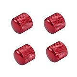 TUOREN 4Pcs Guitar Knobs Metal Volume Tone Control Knobs Guitar Dome Knobs Compatible with Fender Telecaster Gibson Electric Bass Guitar Replacement Parts Red