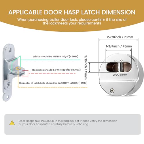 Image of 4 Pack Hidden Shackle Padlock Keyed Alike Heavy Duty Trailer Puck Silver | Trailer Door Lock W /8 Keys, Anti Theft, 2-7 /8 inch Solid Steel, for Trailers Trucks Vans, Shed Gates Garage